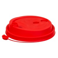 Крышка красная с заглушкой для бумажного стакана 350мл, d= 90мм