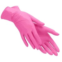 Перчатки нитриловые розовые неопудренные размер М
