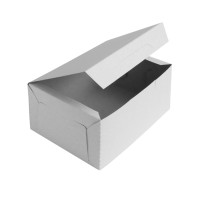 Белая бумажная коробочка для пирожных 200х140х80мм
