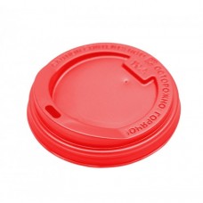 Крышка красная для бумажного стакана без носика 250мл, d= 80мм