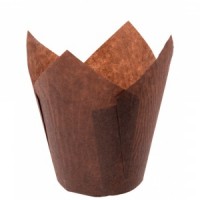 Розетка бумажная коричневая для пирожных тюльпан h=88мм d=50мм
