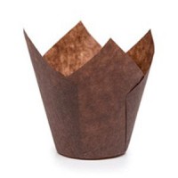 Розетка бумажная коричневая для пирожных тюльпан h=80мм d=50мм
